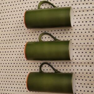 Schmid Porcelain Japanese Green Expresso 4" Cup Set of 3 *Tiny chip on 1 handle